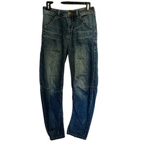 Pilcro Anthropologie Wide Barrel Leg Jeans 24 High Rise Tapered Relaxed Utility